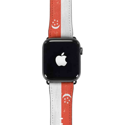 Singapore Flag Distressed Apple Watch Band 38-40mm